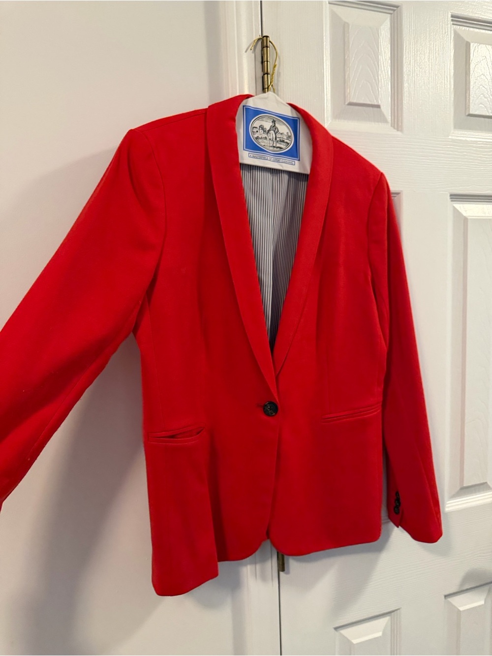 J. Crew Red Women's Blazer with Striped Lining